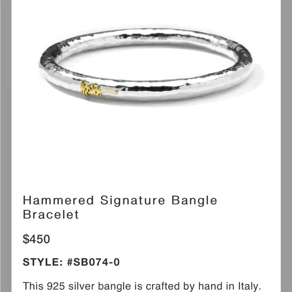 Ippolita Silver and Gold Textured Bracelet 925 Sterling Silver Bangle